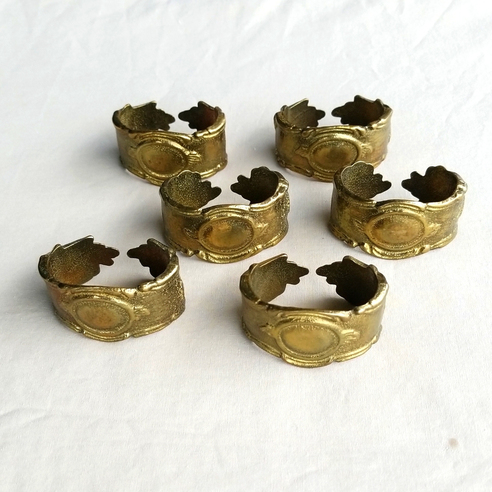 6 Brass Napkin Rings Holders